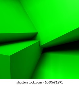 Abstract geometric background with realistic overlapping green cubes
