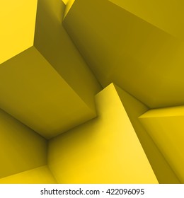 Abstract geometric background with realistic overlapping yellow cubes