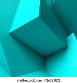 Abstract geometric background with realistic overlapping blue cubes
