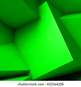 Abstract geometric background with realistic overlapping green cubes
