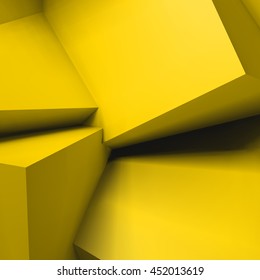 Abstract geometric background with realistic overlapping yellow cubes