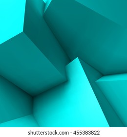 Abstract geometric background with realistic overlapping blue cubes