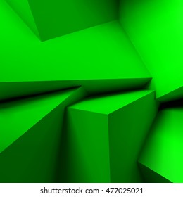 Abstract geometric background with realistic overlapping green cubes