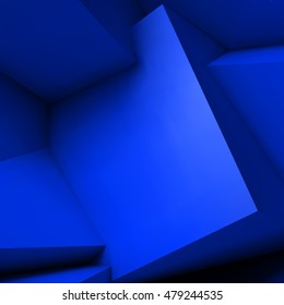 Abstract geometric background with realistic overlapping blue cubes