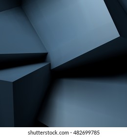 Abstrakter geometrischer Hintergrund mit realistisch überlappenden schwarzen Würfeln