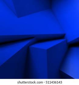 Abstract geometric background with realistic overlapping blue cubes