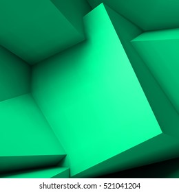 Abstract geometric background with realistic overlapping turquoise cubes