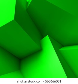 Abstract geometric background with realistic overlapping green cubes