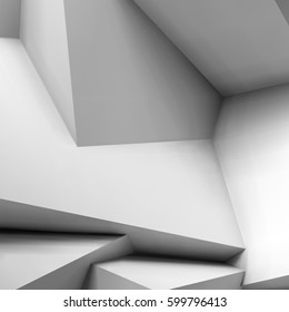 Abstract geometric background with realistic overlapping white cubes