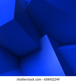 Abstract geometric background with realistic overlapping blue cubes
