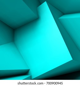 Abstract geometric background with realistic overlapping blue cubes