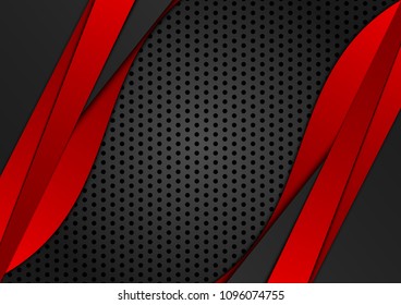 Abstract geometric background red and black color. Vector Illustration