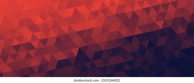 Abstract geometric background with a red and dark gradient. A modern and stylish triangular low-poly pattern design