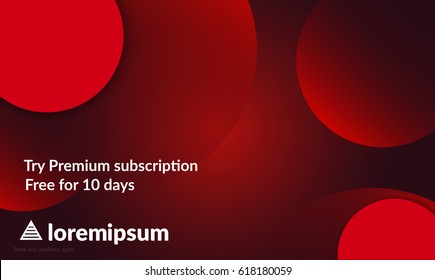 Abstract geometric background with red gradient vanishing circles. Modern template for social media banner. Contemporary material design with realistic shadow over flat gradient background.