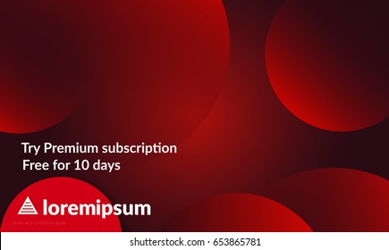 Abstract geometric background with red gradient vanishing circles. Modern template for social media banner. Contemporary material design with realistic shadow over flat gradient background.