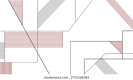 Fundo geométrico abstrato; Padrão de linha minimalista vermelho e cinza; Modelo de vetor de design gráfico moderno
