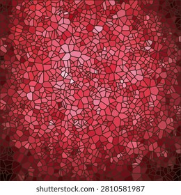 Abstract geometric background of red mosaic with stone texture effect and vignette. EPS 10
