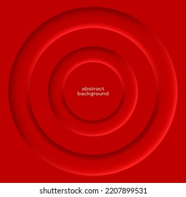 Abstract geometric background, red shape of circles with light and shadow.