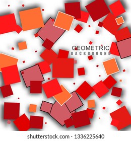 
Abstract geometric background of red squares with shadow