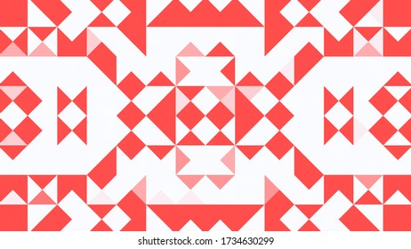 Abstract geometric background with red and white polygons.