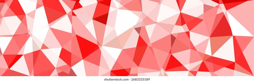 Fundo geométrico abstrato com formas de polígono vermelho e branco criando um padrão moderno vibrante.