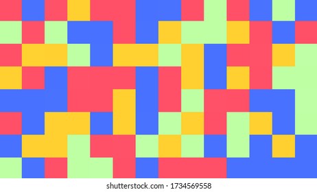 Abstrakter geometrischer Hintergrund mit roten, gelben, blauen, grünen und lila Polygone.