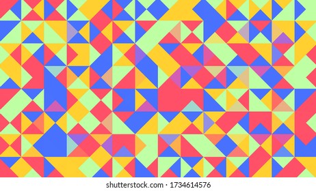 Abstrakter geometrischer Hintergrund mit roten, gelben, blauen, grünen und lila Polygone.