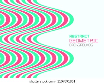 Abstract geometric background with red-green waves. Colorful ornament. isolated on white background