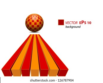Abstract geometric background of red-yellow color with a ball