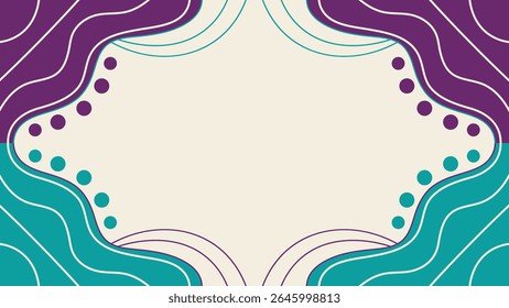 Abstrakter geometrischer Hintergrund mit sich wiederholenden Formen in violetten Teal- und Cremetönen.