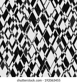 abstract geometric background, with rhombuses/triangles, black and white, grungy