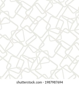  Abstract geometric background with scattered squares. Seamless repeating vector pattern. Light background for presentations, textiles, packaging material. Rounded squares, random size and position. 