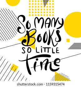  abstract geometric background with school lettering. Hand drawn writing word in memphis style. Vector illustration.