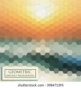 Abstract geometric background with sea and sun.