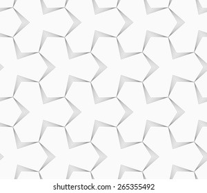 Abstract geometric background. Seamless flat monochrome pattern. Simple design.Slim gray pointy tetrapods with striped bevel.