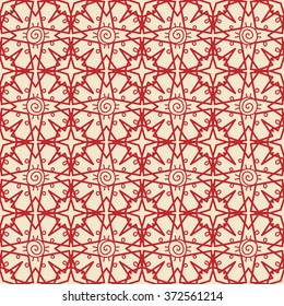 Abstract geometric background seamless lace pattern, repeating monochrome fabric texture. Tribal ethnic ornament, vector decorative graphic illustration