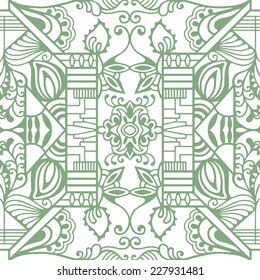 Abstract geometric background, seamless pattern, hand drawn ethnic ornament, lace texture, vector illustration