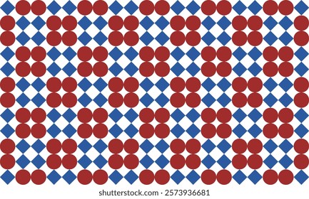 abstract geometric background, seamless geometric pattern, seamless geometric pattern red dot, blue diamond racing repeat pattern, replete image, design for fabric printing, checkerboard chess