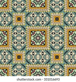 Abstract geometric background seamless pattern, repeating fabric texture. Hand drawn tribal ethnic arabic indian ornament. Vector illustration