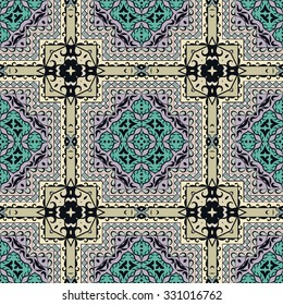 Abstract geometric background seamless pattern, repeating fabric texture. Hand drawn tribal ethnic arabic indian ornament. Vector illustration