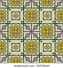 Abstract geometric background seamless pattern, repeating fabric texture. Hand drawn tribal ethnic arabic indian ornament. Vector illustration