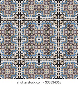 Abstract geometric background seamless pattern, repeating fabric texture. Hand drawn tribal ethnic arabic indian ornament. Vector illustration