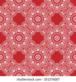 Abstract geometric background seamless pattern, repeating lace fabric texture, line art. Arabic, indian ornament, vector illustration.
