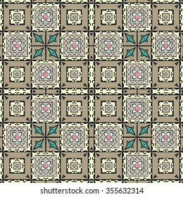 Abstract geometric background seamless pattern, repeating fabric texture. Hand drawn tribal ethnic arabic indian ornament. Vector illustration