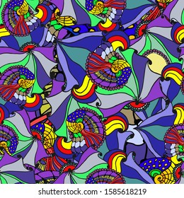 Abstract geometric background seamless of geometric shapes hand drawn

