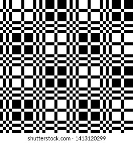 Abstract geometric background. Seamless tessellated pattern. Black and white graphic texture. Fabric or wallpaper decoration.