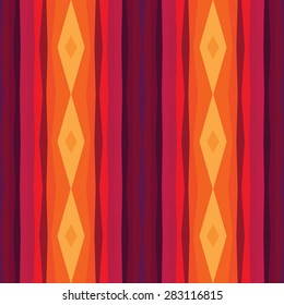 Abstract geometric background. Seamless vector pattern. Ethnic carpet textile artwork template. Boho style. Vertical stripes. Design element.  
