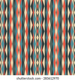 Abstract geometric background. Seamless vector pattern. Ornament illustration with vertical stripes. Boho ethnic style. 