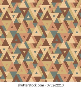 Abstract geometric background - seamless vector pattern for presentation, booklet, website and other design project. Triangles shapes backdrop. Brown colors. 