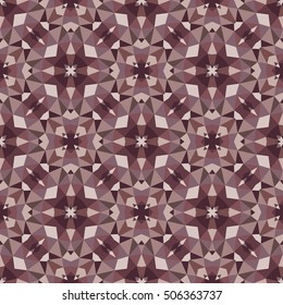 Abstract geometric background - seamless vector pattern in dark colors. Ethnic boho style. Mosaic ornament structure. Carpet fragment.
